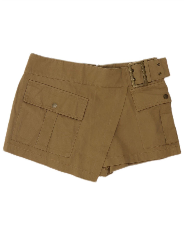 Zara Damen Cargoshorts Medium W28 Khaki Baumwolle