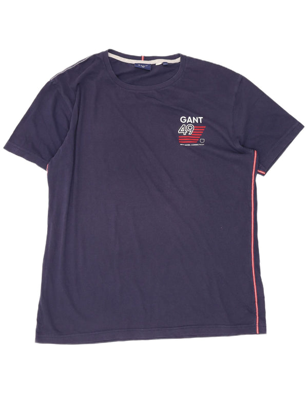 Gant Herren Grafik T-Shirt Top 2XL Marineblau Baumwolle