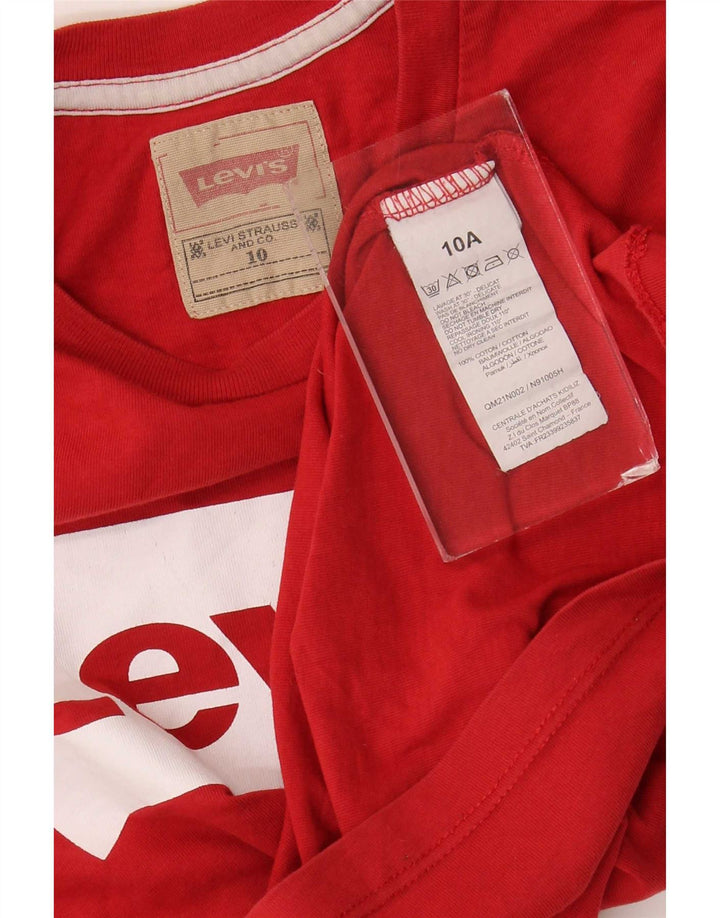 Levi's Jungen Grafik-Oberteil, langärmlig, 9–10 Jahre, rote Baumwolle