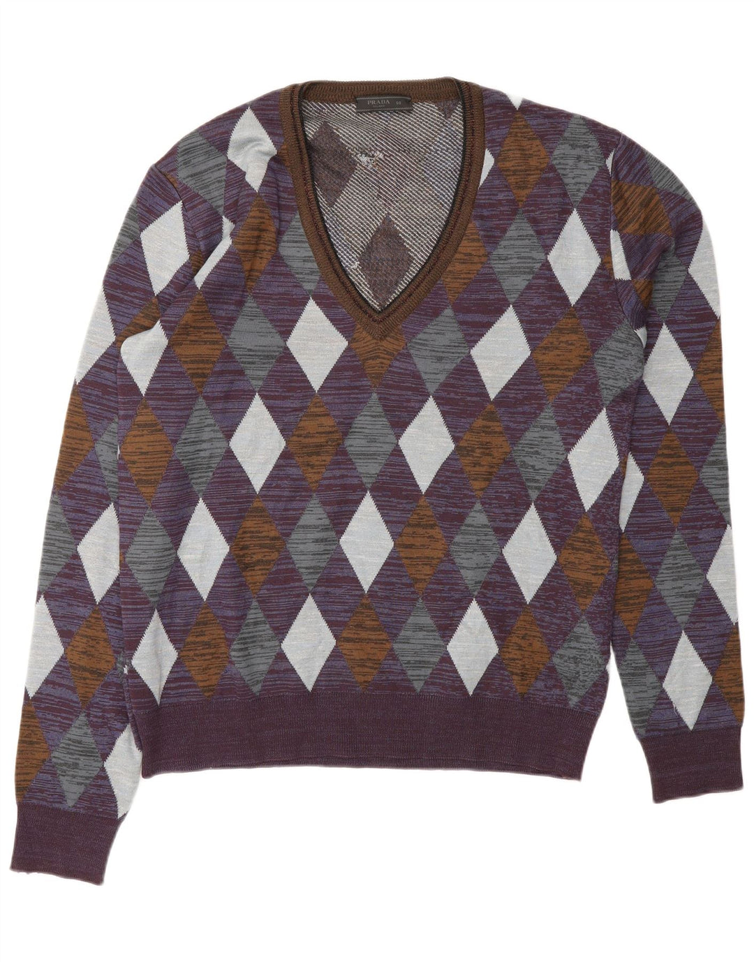 Prada Herren-Pullover mit V-Ausschnitt IT 50 Medium Purple Designer