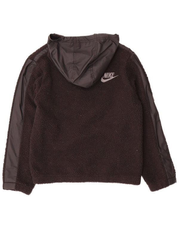 Nike Jungen-Fleecepullover mit grafischem Reißverschluss und Kragen, 10–11 Jahre, mittelschwarzes Polyester
