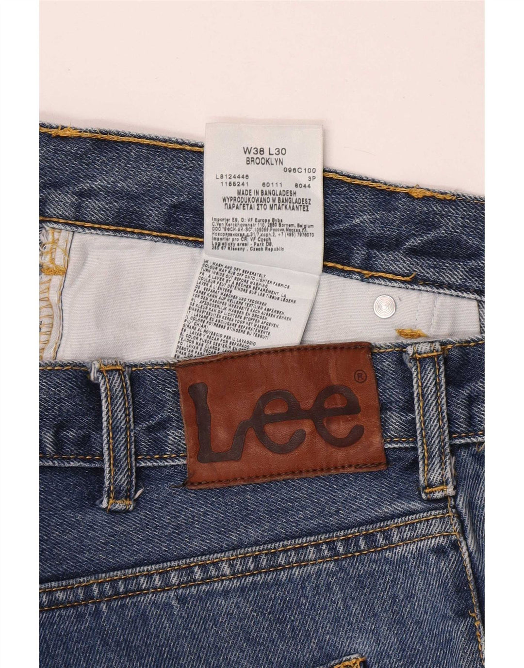 Lee Herren Brooklyn Straight Jeans W38 L30 Blaue Baumwolle