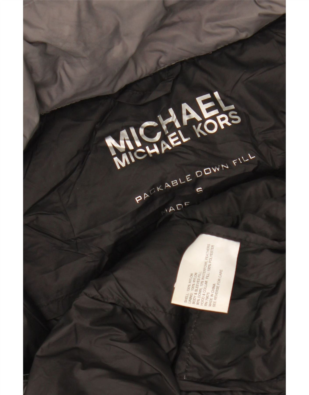 MICHAEL KORS Womens Hooded Padded Coat UK 10 Small Grey Nylon