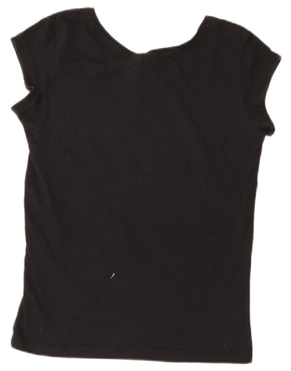 Adidas Damen Grafik T-Shirt Top UK 4/6 XS Schwarz Baumwolle