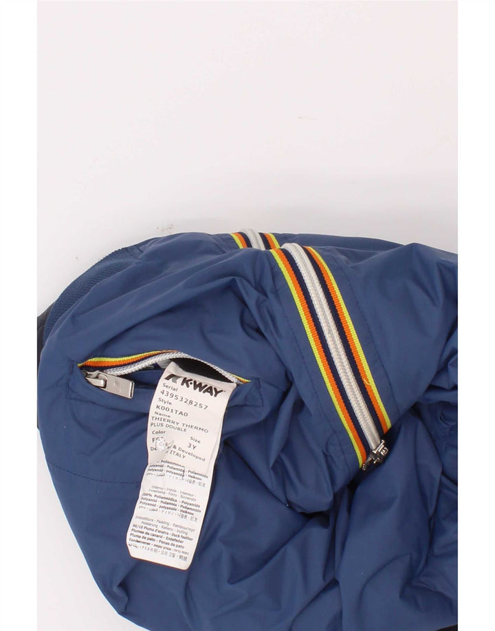 K-Way Wendbare wattierte Jacke für Jungen, 2–3 Jahre, blaues Polyamid