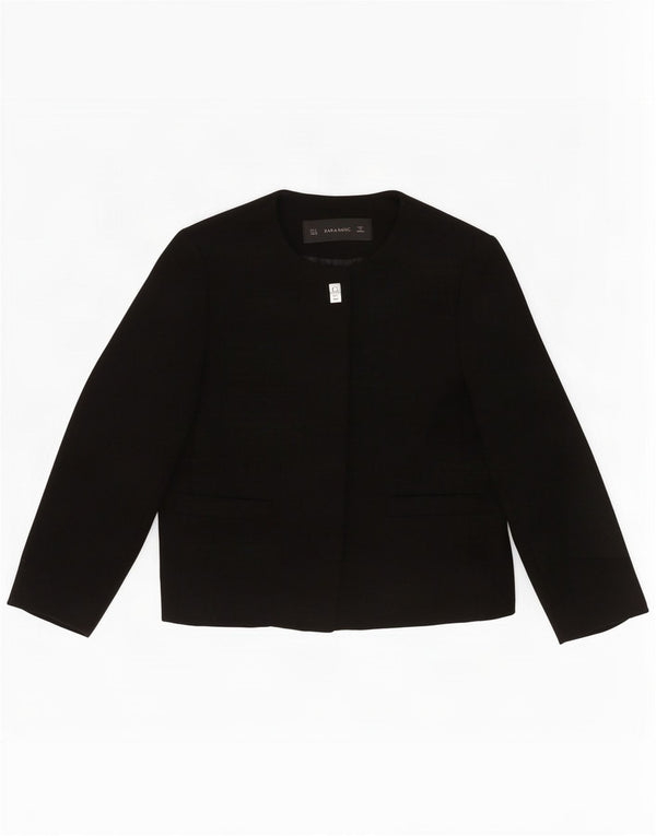 Zara Damen 1-Knopf-Blazerjacke UK 12 Mittelschwarz