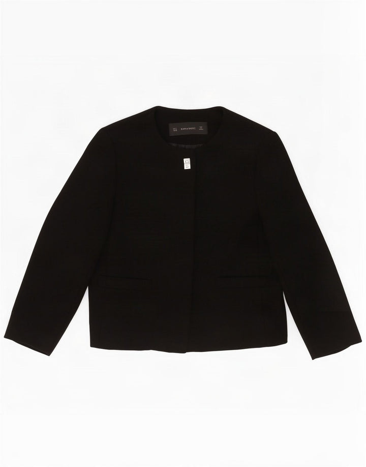 Zara Damen 1-Knopf-Blazerjacke UK 12 Mittelschwarz