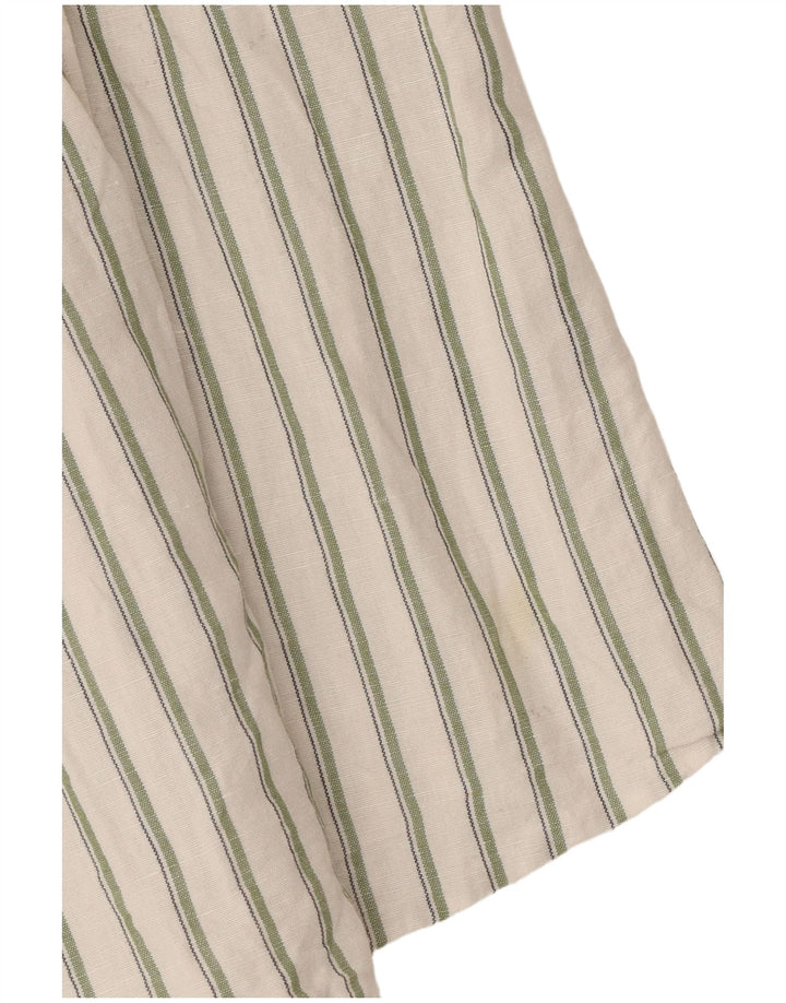 Zara Herrenhemd aus mittelweißem, gestreiftem Leinen