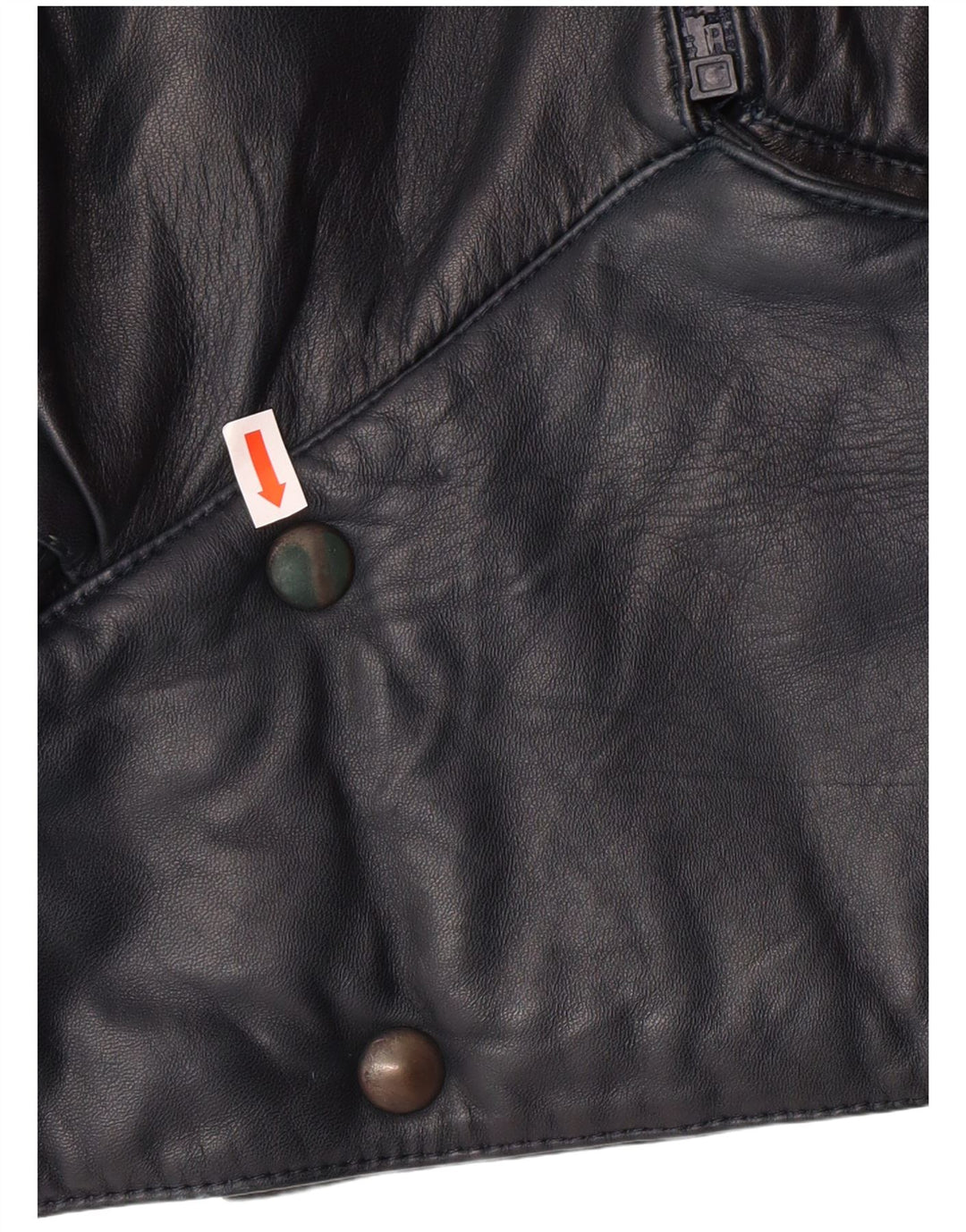 VINTAGE Damen Crop Lederjacke UK 6 XS Marineblau