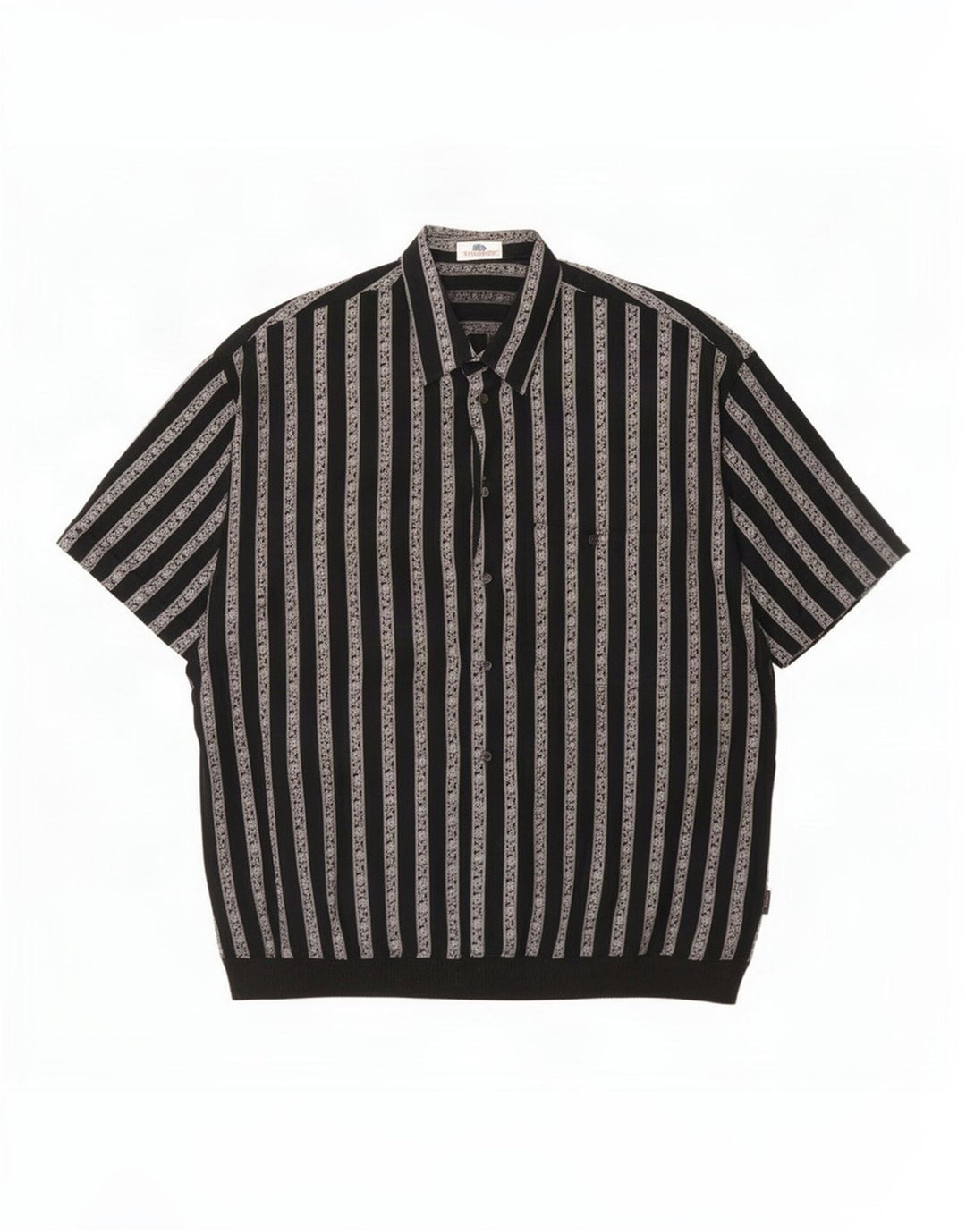 Vintage Herren Kurzarm-Pullover-Hemd, groß, schwarz, Paisley-Viskose