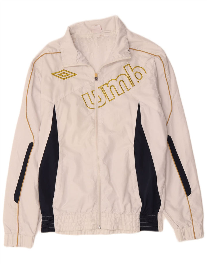 Umbro Herren-Trainingsanzugoberteil mit Grafik, Größe S, Weiß, Farbblock-Polyester