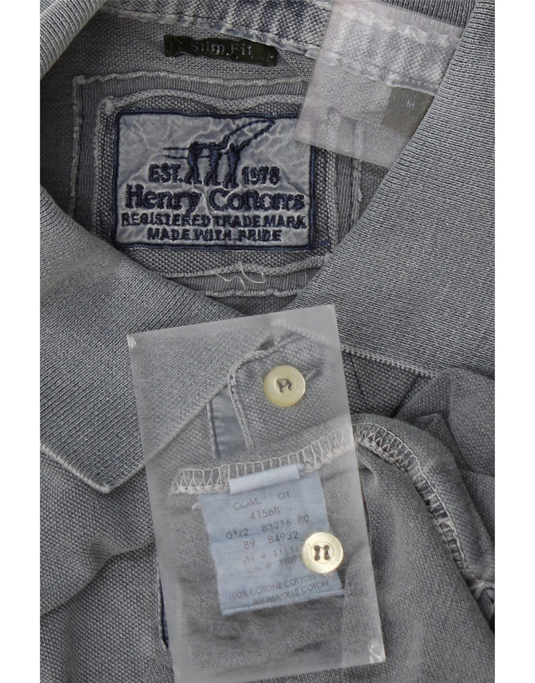 Henry Cottons Slim-Fit-Poloshirt für Herren aus mittelgrauer Baumwolle
