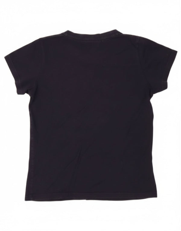 Fila Damen Grafik T-Shirt Top UK 10 Small Marineblau Baumwolle