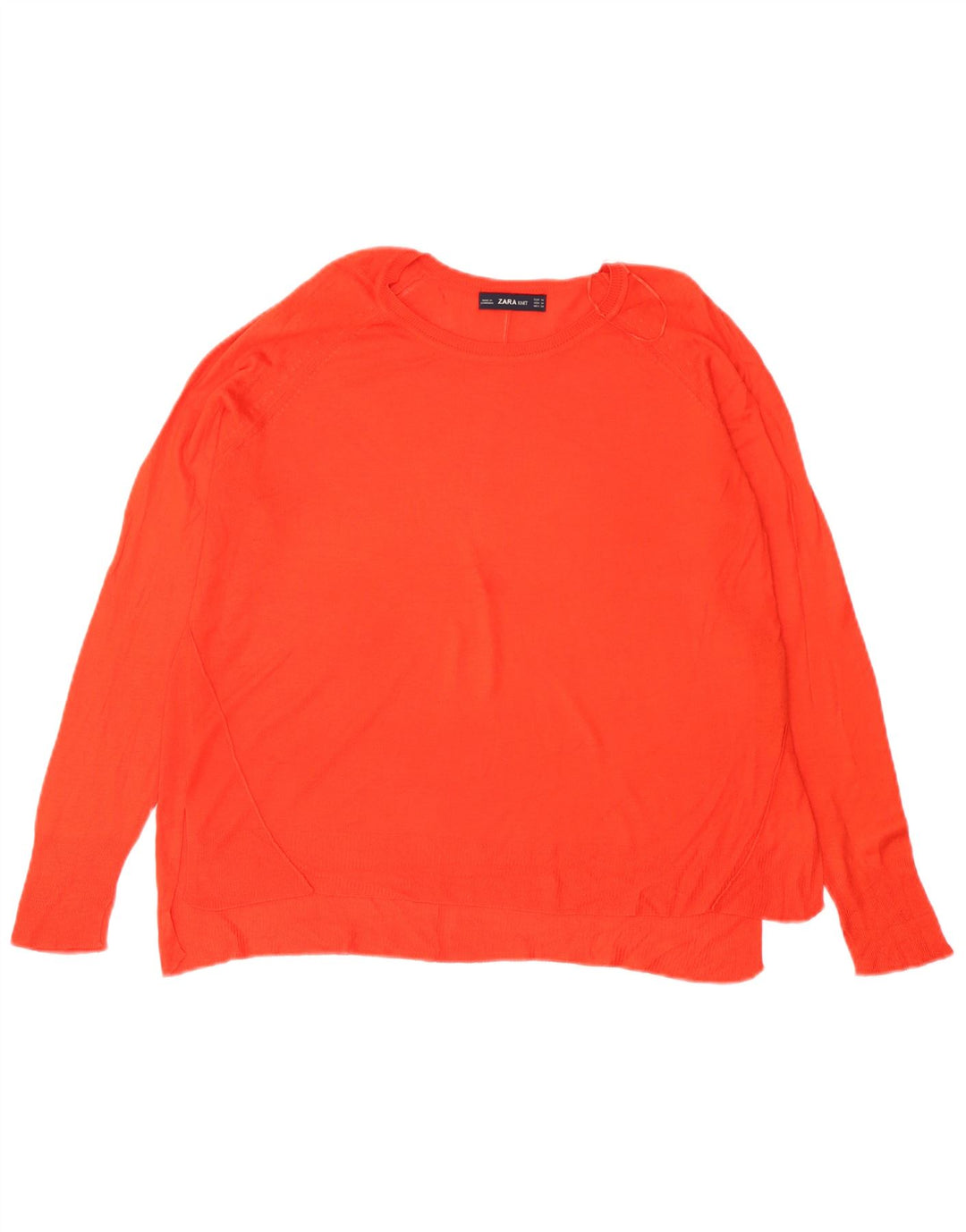 Übergroßer Damen-Pullover mit U-Boot-Ausschnitt von Zara, Gr. 14, mittelorange Viskose