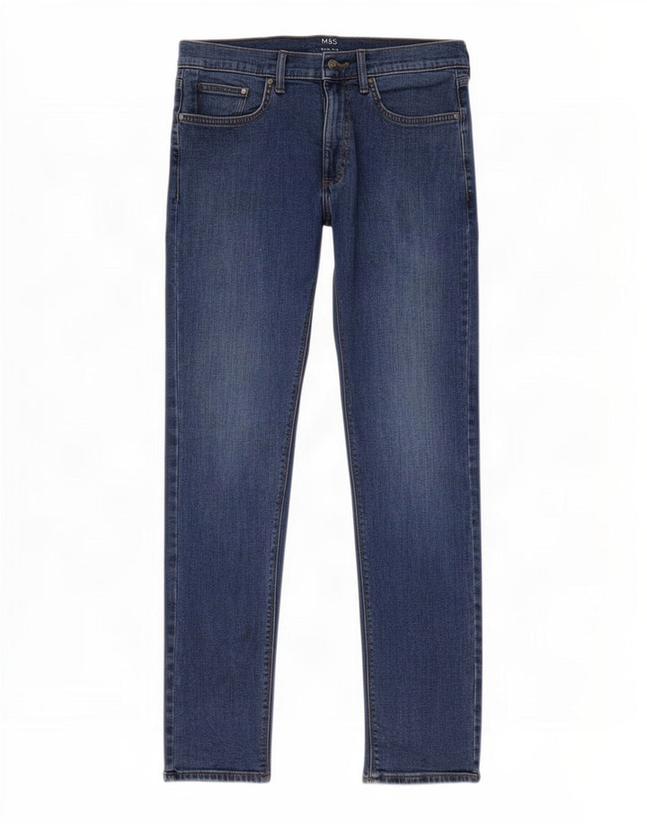 Marks & Spencer Herren Slim Jeans W32 L31 Blaue Baumwolle