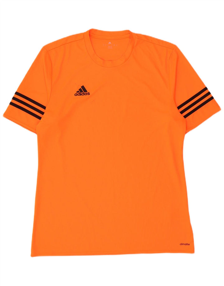 Adidas Climalite T-Shirt für Herren, groß, orange gestreift, Polyester