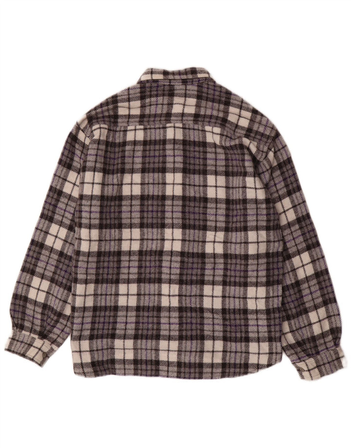 MAZZONETTO Herren-Flanellhemd, klein, grau kariert, Wolle