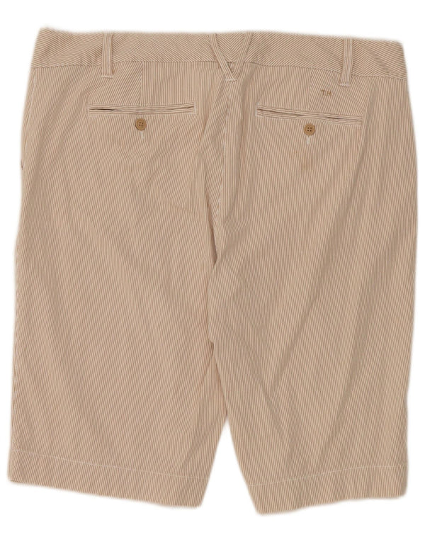Tommy Hilfiger Damen Chino-Shorts US 14 XL W36 Beige Nadelstreifen-Baumwolle