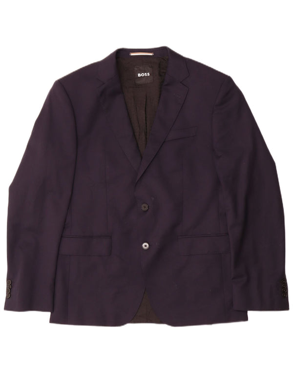 Hugo Boss Herren-Blazer mit 2 Knöpfen, EU 50, große marineblaue Wolle
