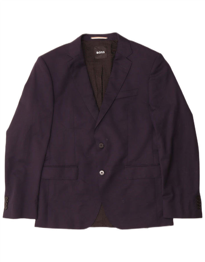 Hugo Boss Herren-Blazer mit 2 Knöpfen, EU 50, große marineblaue Wolle