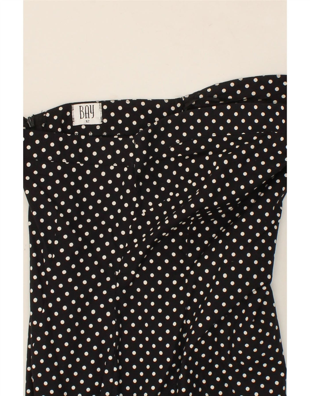 BAY Womens Strapless Dress UK 12 Medium Black Spotted Cotton Vintage Bay and Second-Hand Bay from Messina Hembry 