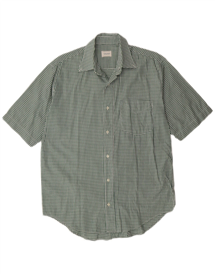 BENETTON Herren Kurzarmhemd Large Green Gingham