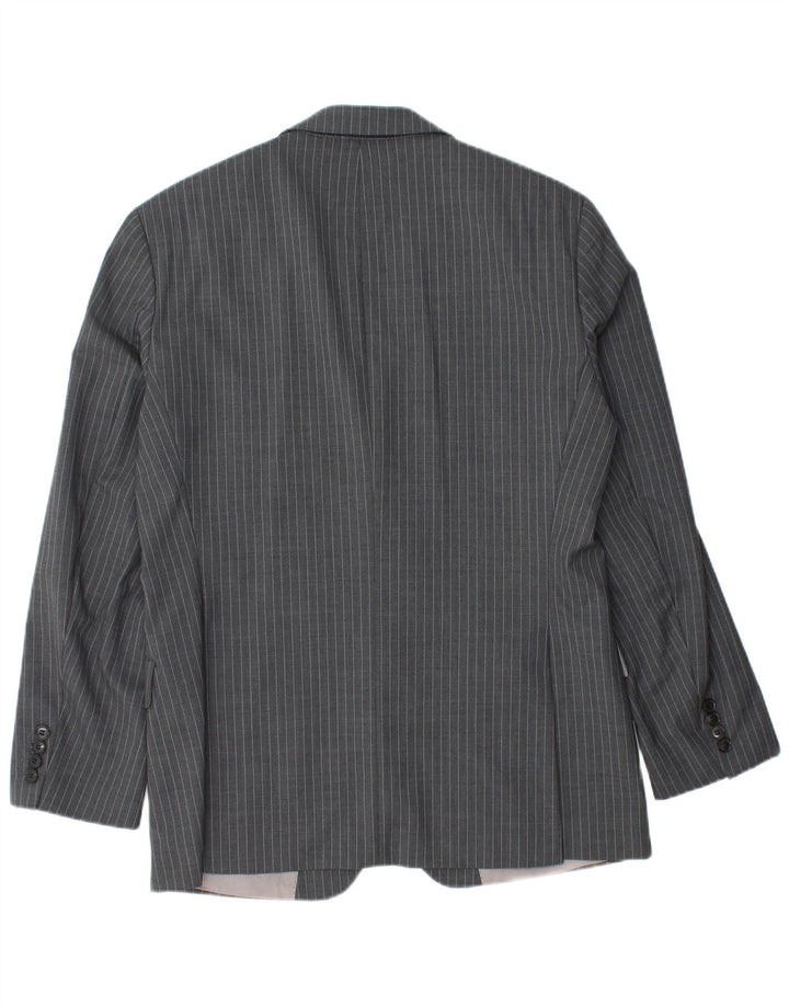 HUGO BOSS Mens 2 Button Blazer Jacket IT 48 Medium Grey Pinstripe Wool