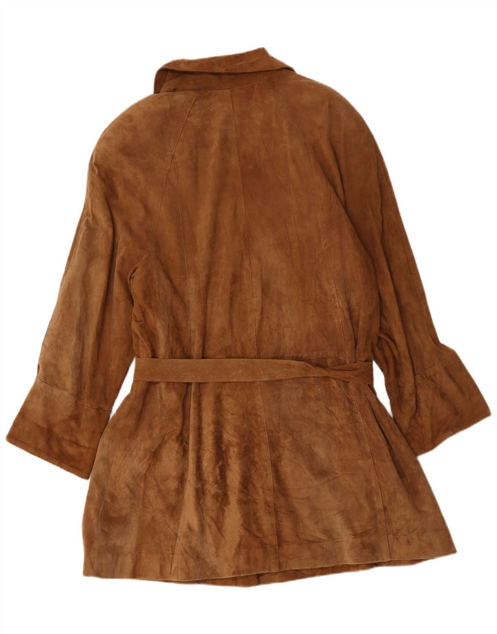 Vintage Damen Übergroßer Wildledermantel IT 46 Großes braunes Leder