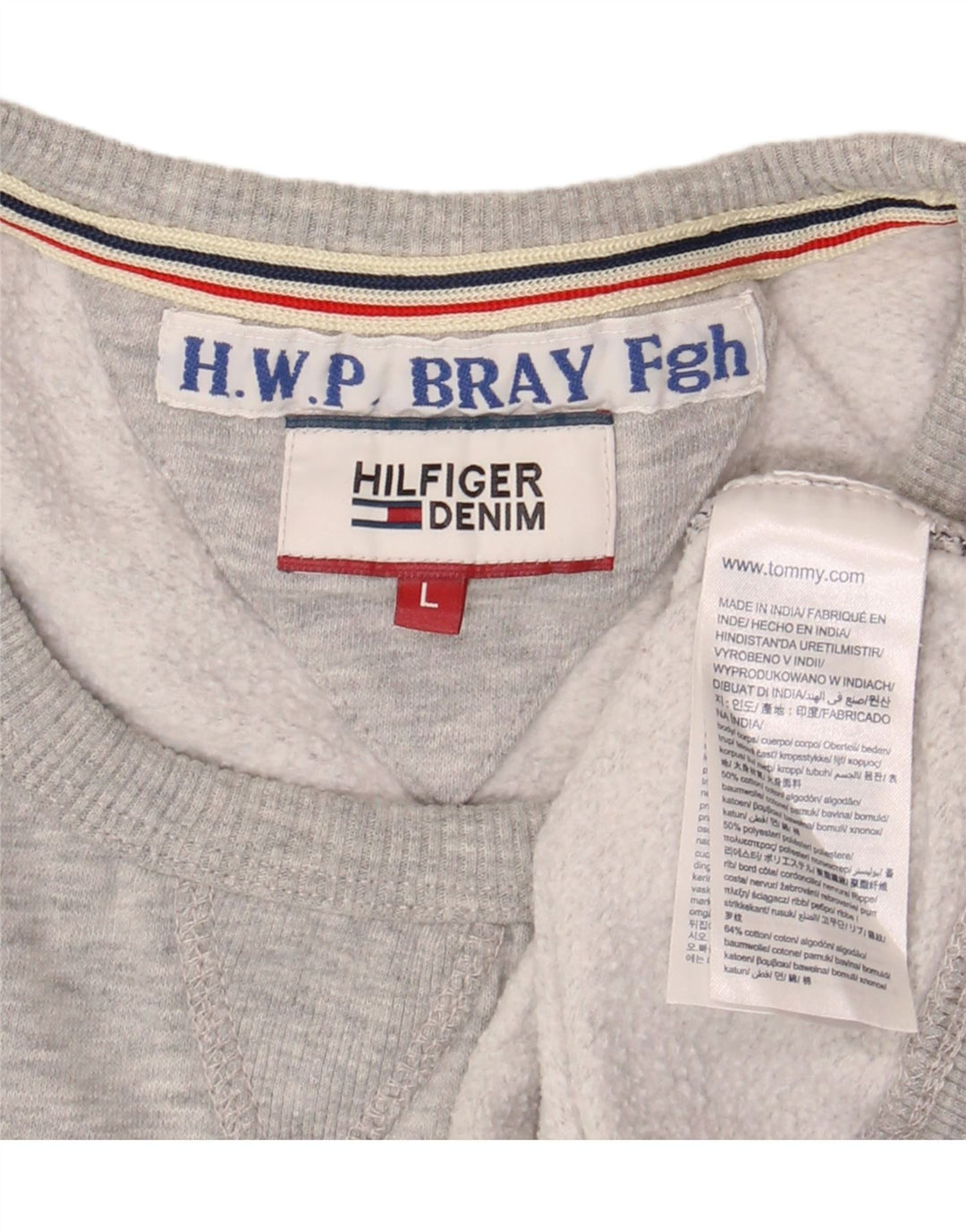 Tommy Hilfiger Herren-Sweatshirt mit Grafik, groß, graue Baumwolle