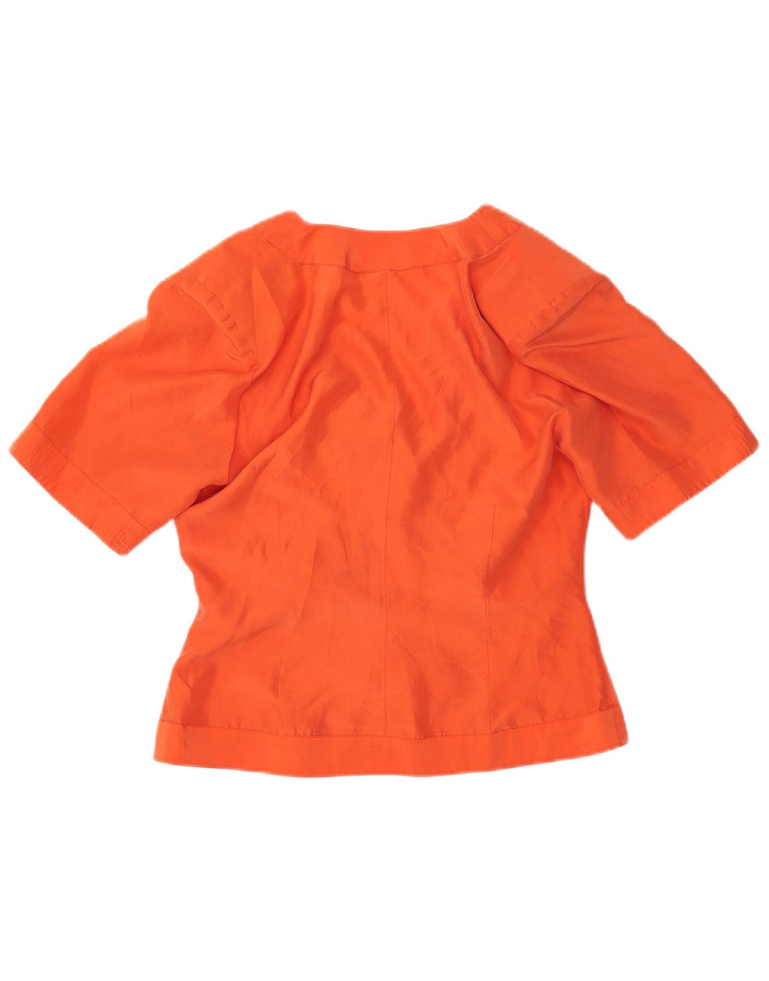 VINTAGE Damen Kurzarm-Hemdbluse UK 12 Mittelorange