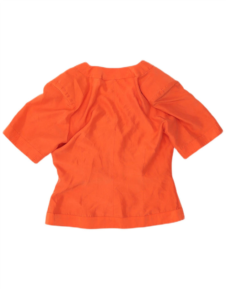 VINTAGE Damen Kurzarm-Hemdbluse UK 12 Mittelorange