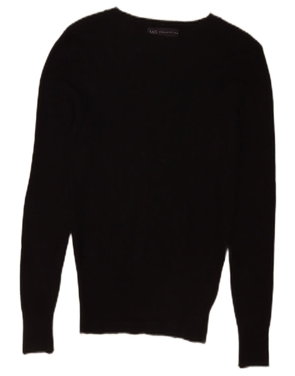 Marks & Spencer Damen-Pullover mit U-Boot-Ausschnitt, Gr. 8, Schwarz, Viskose