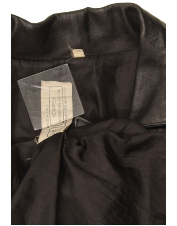 Vintage Damen Ledermantel UK 18 XL Schwarzes Leder