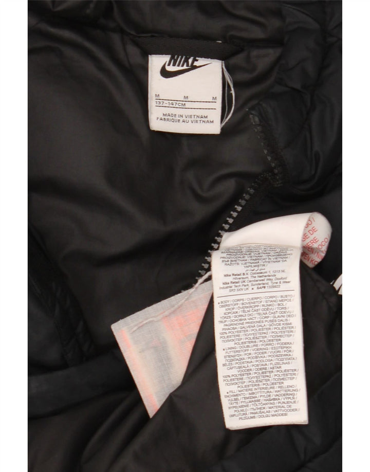 Nike Jungen-Kapuzenjacke, gepolstert, 10–11 Jahre, mittelgroßes schwarzes Polyester