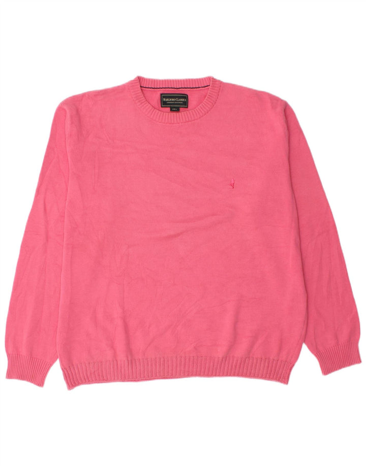 Marlboro Classics Herren-Pullover mit Rundhalsausschnitt, groß, rosa Baumwolle