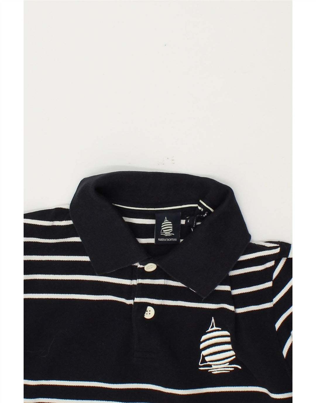 MARINA YACHTING Mens Polo Shirt Medium Black Striped Cotton Vintage Marina Yachting and Second-Hand Marina Yachting from Messina Hembry 