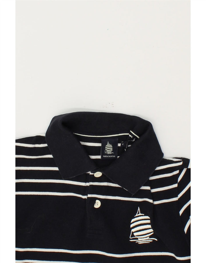 MARINA YACHTING Mens Polo Shirt Medium Black Striped Cotton Vintage Marina Yachting and Second-Hand Marina Yachting from Messina Hembry 
