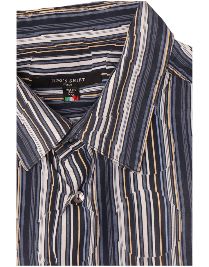 Tipo' S Herren Kurzarmhemd 2XL Marineblau Nadelstreifen