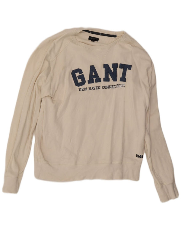 Gant Herren Grafik-Sweatshirt-Pullover XL aus weißer Baumwolle