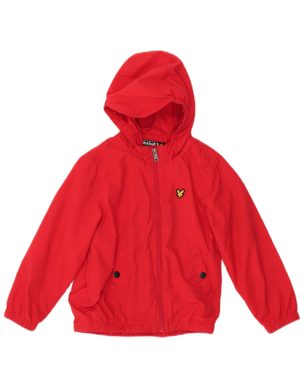 Lyle & Scott Jungen-Windbreakerjacke mit Kapuze, 5–6 Jahre, rote Baumwolle