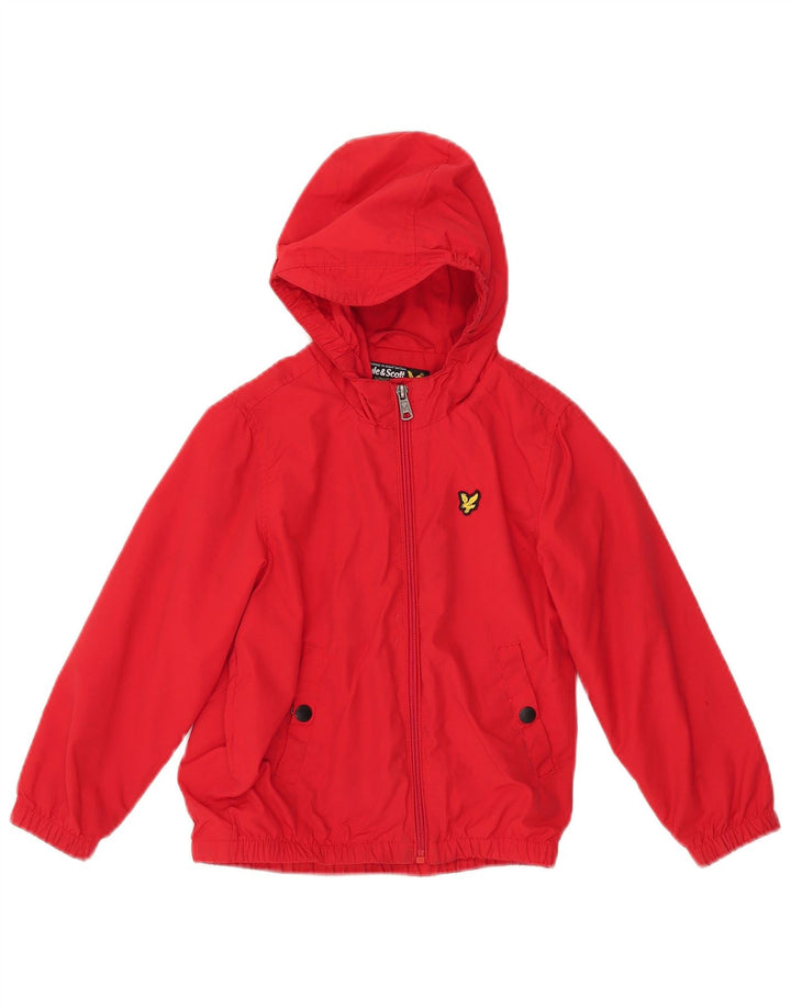 Lyle & Scott Jungen-Windbreakerjacke mit Kapuze, 5–6 Jahre, rote Baumwolle