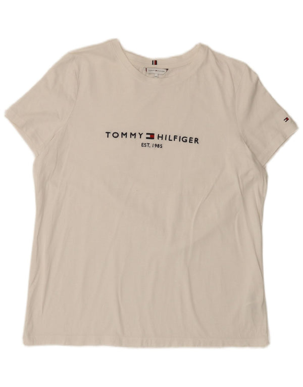 Tommy Hilfiger Damen-T-Shirt mit Grafik, UK 20 2XL, weiße Baumwolle