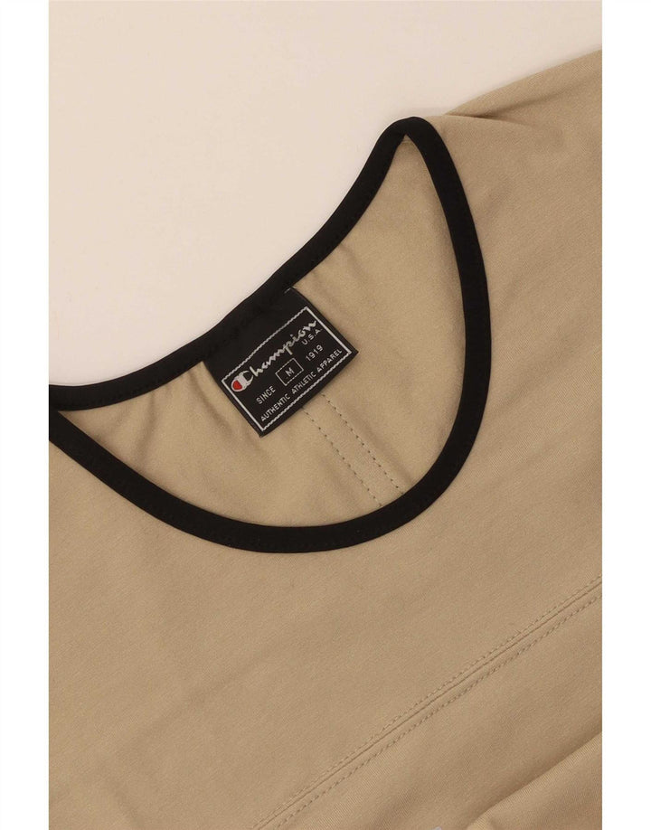 Champion Damen Grafik-T-Shirt-Oberteil UK 12 Mittelbeige