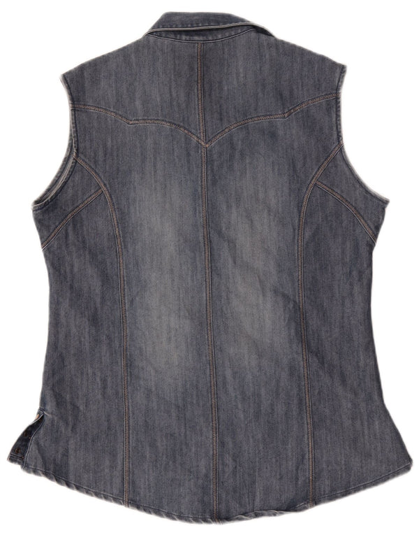Wrangler Damen ärmelloses Jeanshemd UK 16 Large Blau