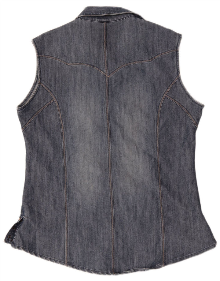 Wrangler Damen ärmelloses Jeanshemd UK 16 Large Blau