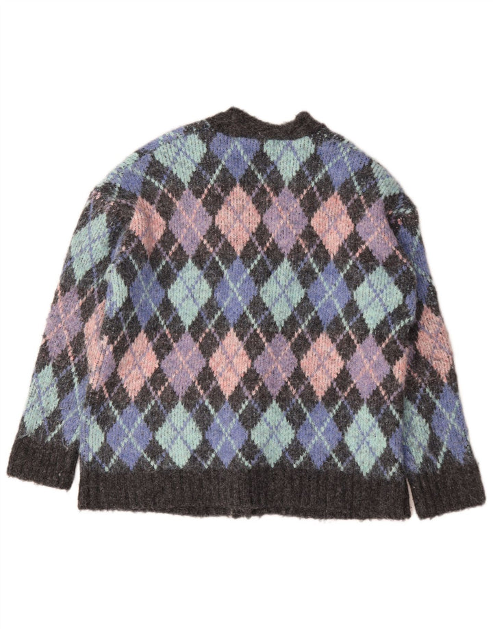 Zara Damen-Cardigan-Pullover UK 10 Klein Mehrfarbig Argyle/Diamant