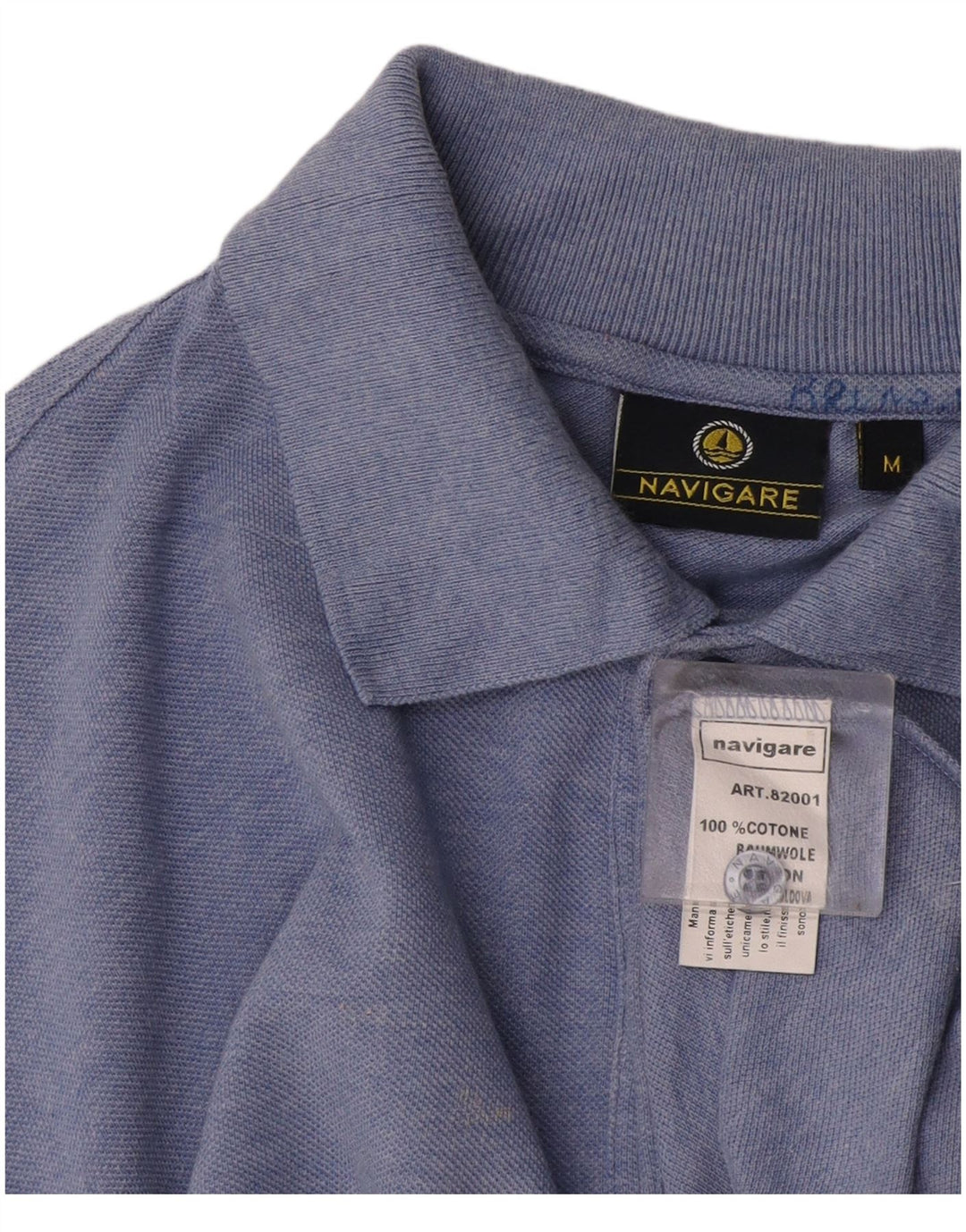 Navigare Herren-Poloshirt aus mittelblauer Baumwolle