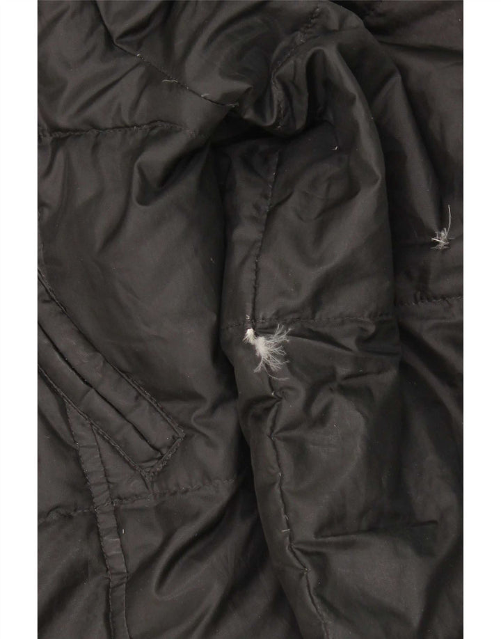 Replay Wattierter Damenmantel mit Kapuze, UK 14, Größe L, Schwarz, Polyester