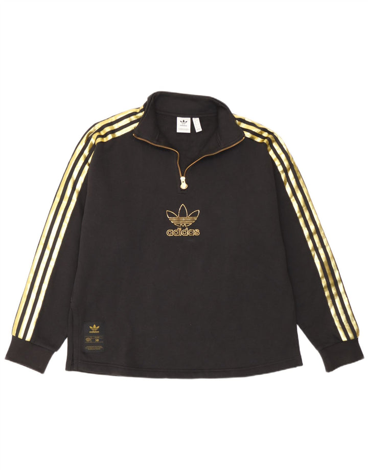 Adidas Damen Übergroßer Grafik-Sweatshirt-Pullover UK 12 Medium Schwarz