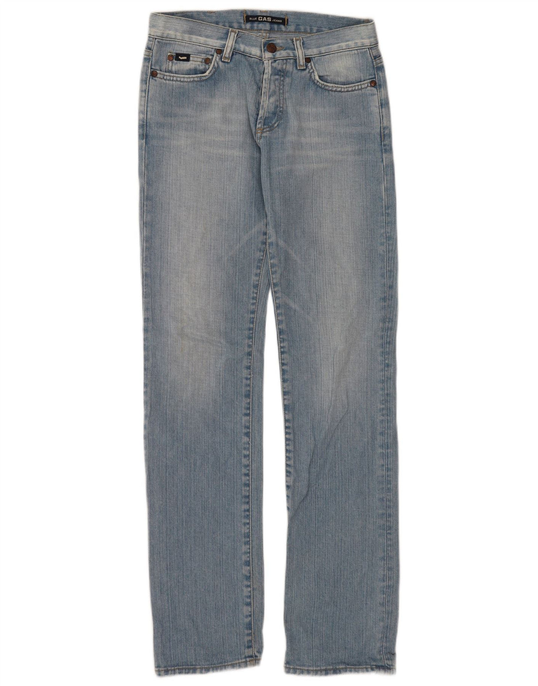 Gas Damen Straight Jeans W27 L32 Blaue Baumwolle